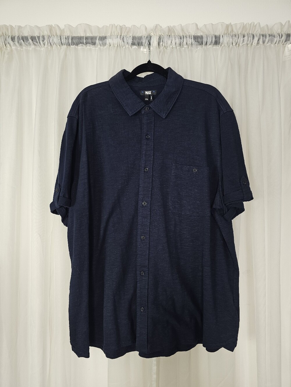 PAIGE Carillo Cotton Slub Jersey Shirt Deep Anchor Blue XXL
